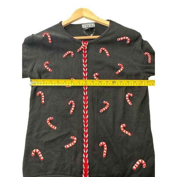 Berek VTG Christmas Sweater Womens Size M‎ Candy Canes Holiday Beaded Grannycore - Picture 7 of 11